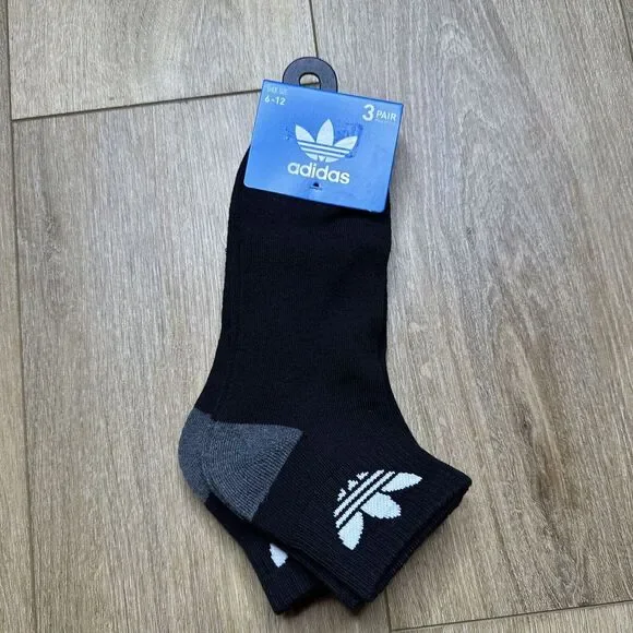 Adidas Performance High Quarter Men's Socks,‎ Size 6-12 - Black/Gray 3 Pair Logo