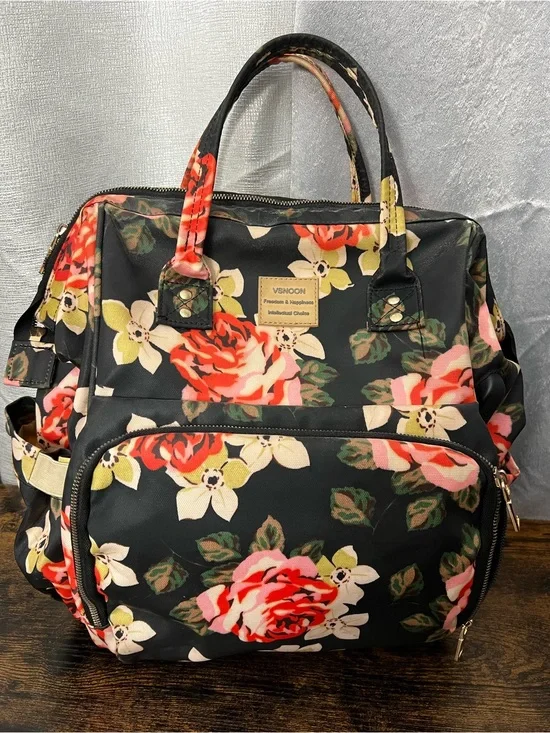 Black Floral Tote Bag