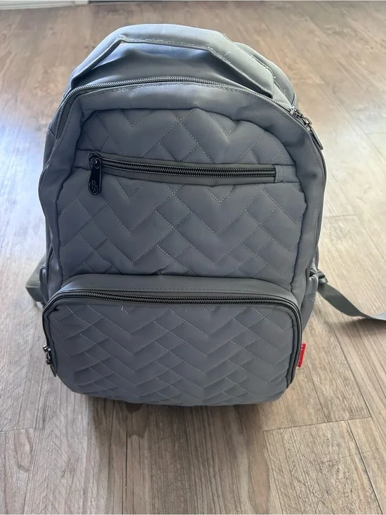 Fisher-Price Quilted Gray Baby Diaper Backpack