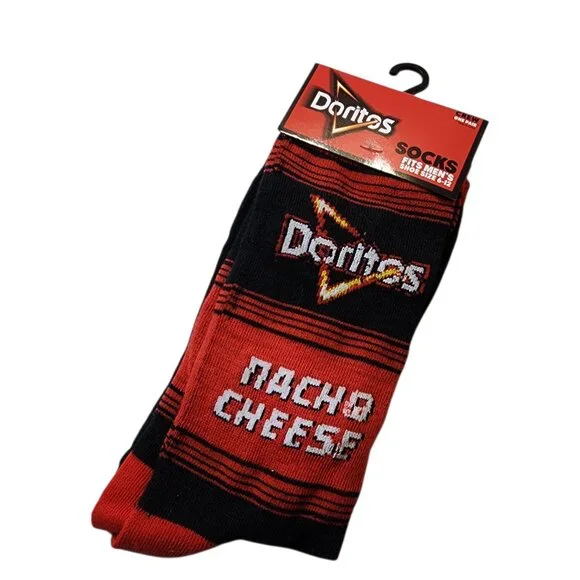 Doritos Nacho Cheese Crazy Funny Novelty Crew Socks‎ Gift Adult Men Women Teens