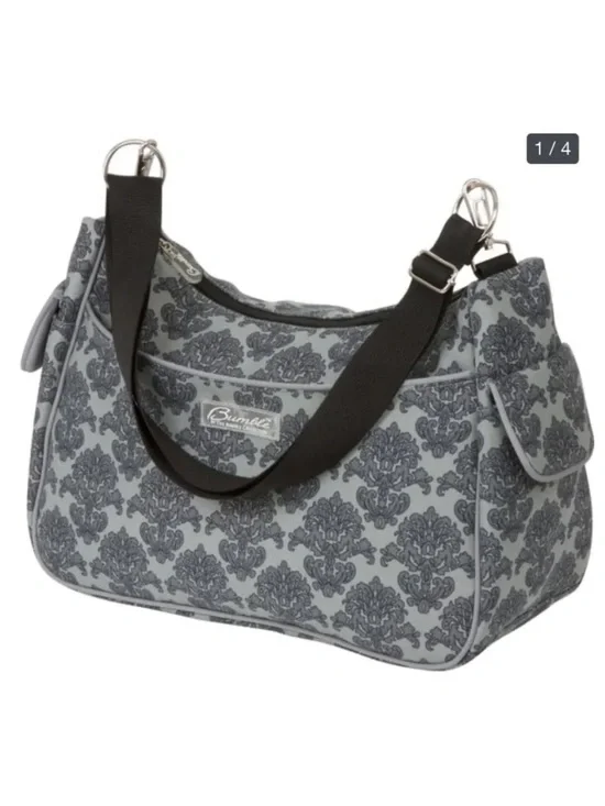 Bumble Taylor grey damask transitional diaper tote bag