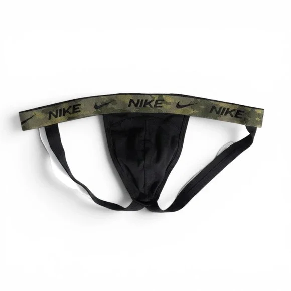 Nike Dri-FIT Men XL Jockstrap Black Camo Waistband Athletic Supporter Underwear