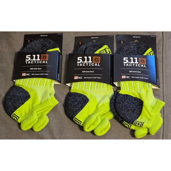 511 Tactical ABR Training Socks Size‎ S CuTec Copper Fabric Ankle 3 Pack