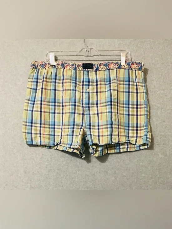 Tommy Hilfiger Green and Blue Plaid Men’s Boxers Sz M