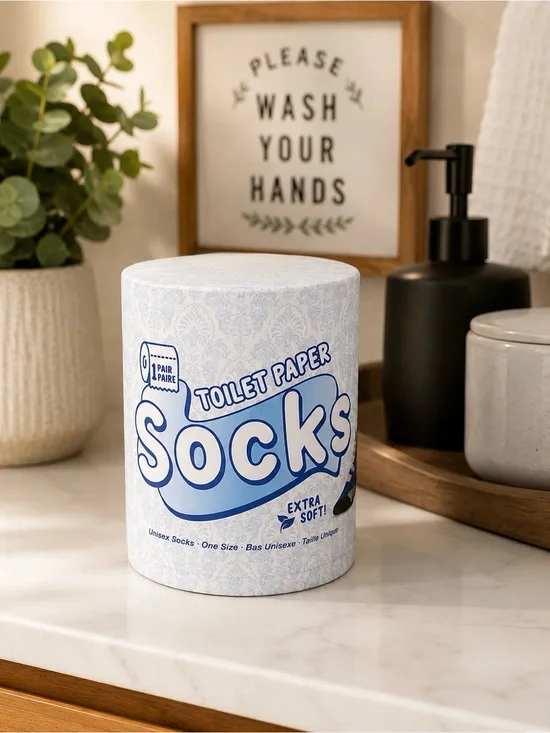 Hype Gifts Toilet Paper Socks “Sh*t Happens” Gag Gift Funny Novelty Socks