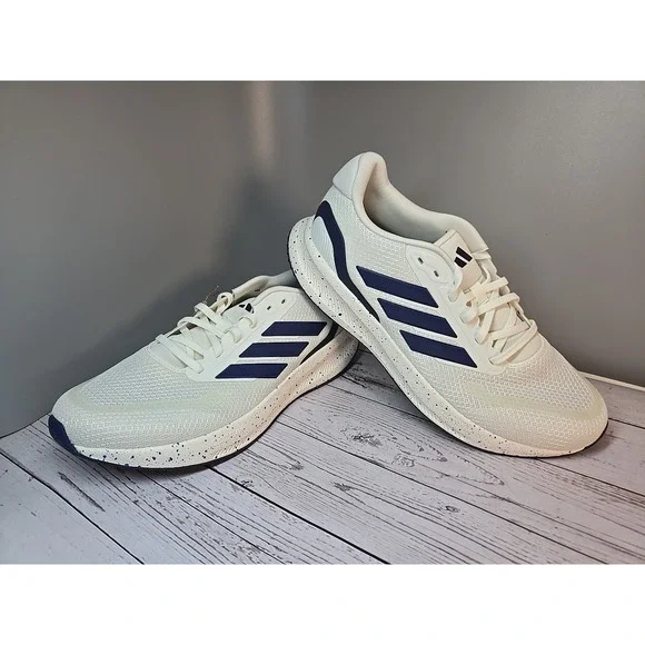 Adidas‎ Runfalcon 5 Shoes Cloud White Dark Blue Core Black JR5088 Mens Size 9.5