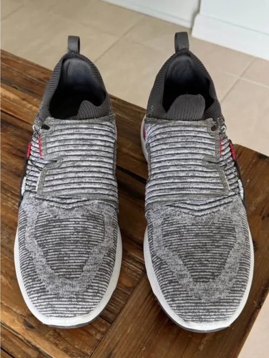 FootJoy Gray Knit Slip-On Athletic Shoes with Red Accent