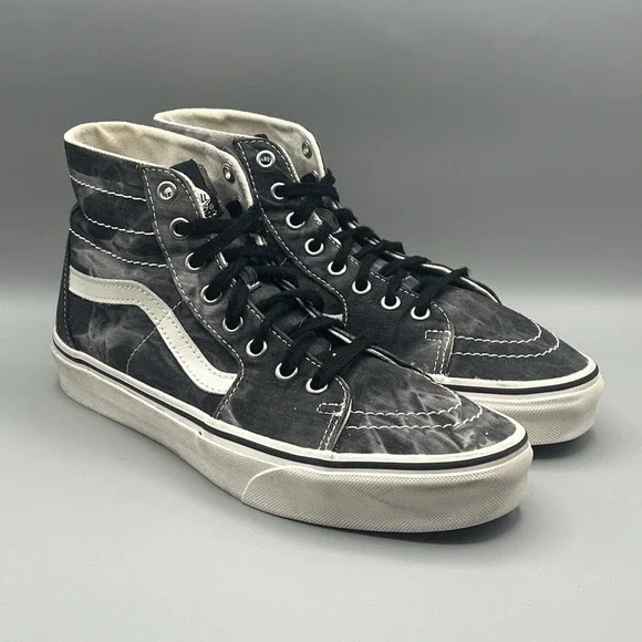 Vans Sk8-Hi Washed Black Gray High Top Skate Shoes - Men's‎ Size 8 USED