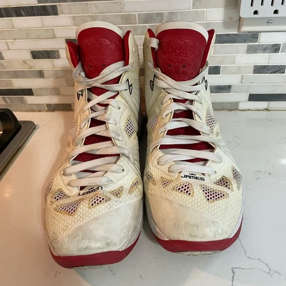 Nike zoom Air Max Mr Lebron James 828 white Red mesh Leather basketball sneakers