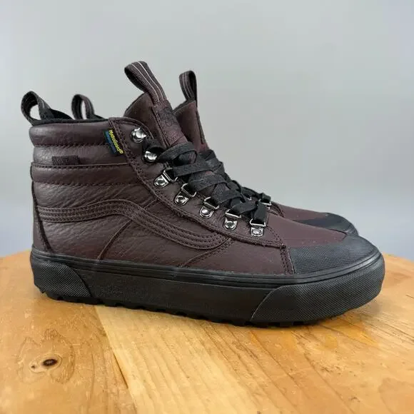 Vans Sk8-Hi MTE Men’s Size‎ 8.5 Shoes Chocolate Brown Leather Boots Lace Up NEW