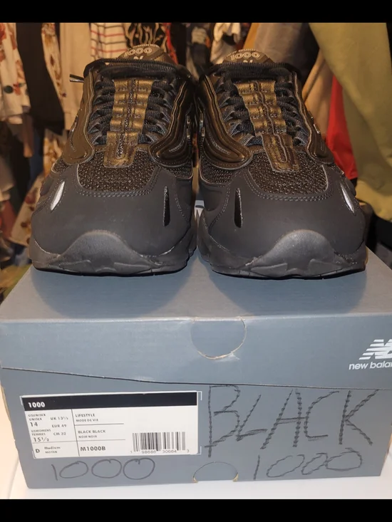 New Balance 1000 Triple Black/Black Men’s Low Top Sneaker Mesh M1000B Size 14