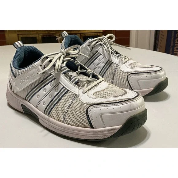 Orthofeet 610 Mens‎ 8.5 XX-Wide 6E White Blue Athletic Walking Shoes Support