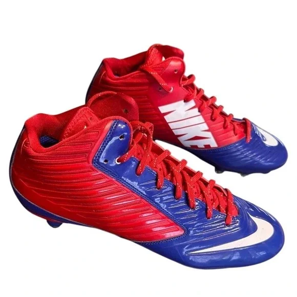 Nike‎ Alpha Pro 2 TD 3/4 Football Cleats Red Blue White Mens 13.5 Studded