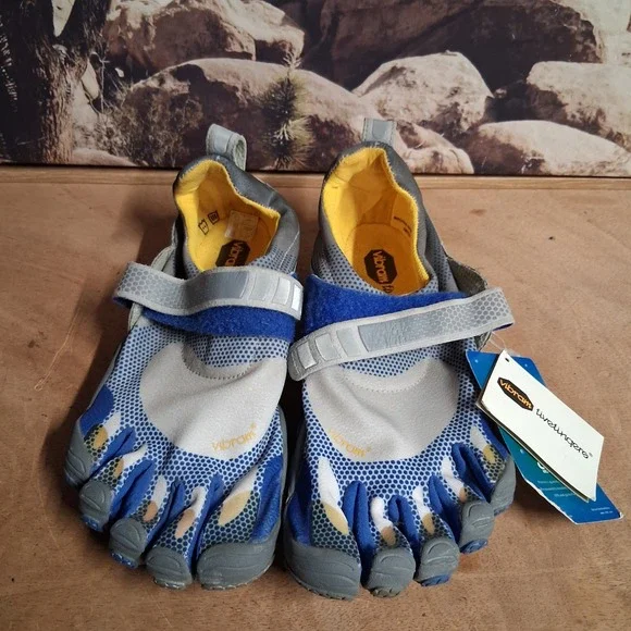 Vibram FiveFingers M349 Barefoot Shoes Mens Sz EU 42 Blue Grey Yellow Minimalist