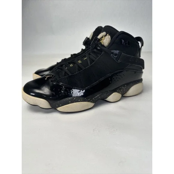 Nike Air Jordan 6 Rings Black Metalic Gold 322992-007 Basketball Shoes 8