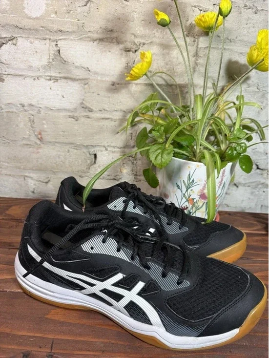 ASICS Upcourt 6 Black/White/Gum Solid Low Top Lace-Up Men's Rubber Sneakers