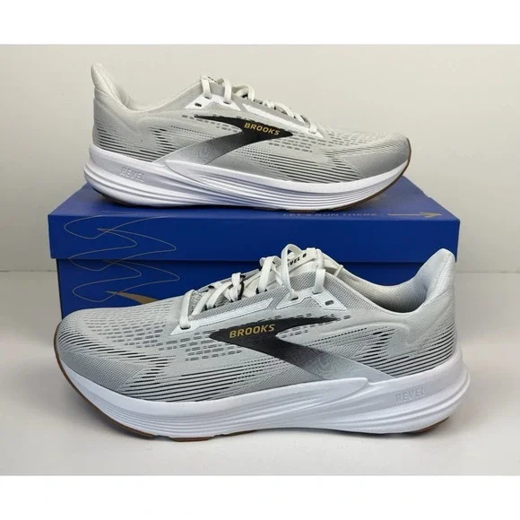Brooks Men's Revel 8‎ Running Shoes Men's Size 12 White/Black/Oak Buff 110468