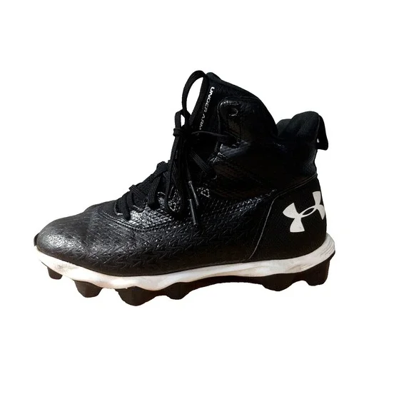 Under Armour Hammer Mid Jr RM‎ Football Cleats Size 6Y Black White 3021202-001