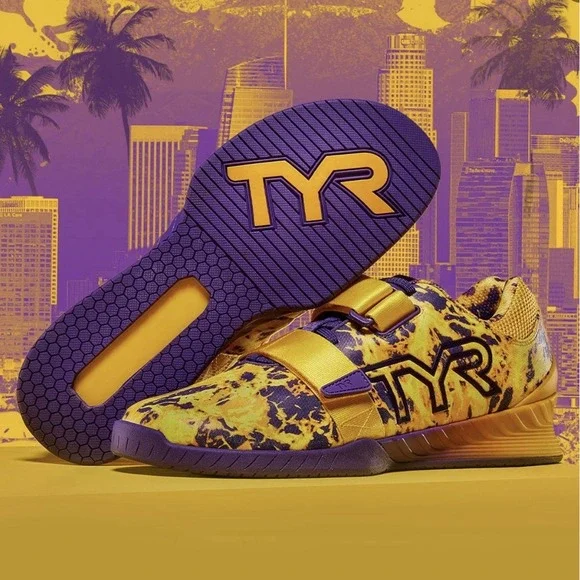 TYR L-1 Lifter Men 10/Women‎ 11.5 Training Powerlifting Shoes Yellow Purple NWOB
