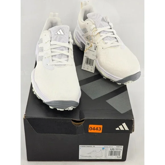 Adidas Codechaos 25 Golf Shoes Mens 11.5 White Silver ID8732 -New