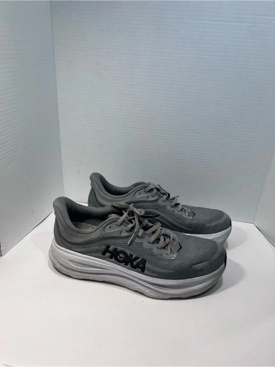 Hoka Grey Athletic Running Sneakers with White Midsole
