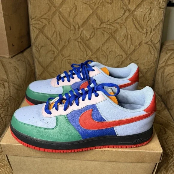 Nike Men's 14 Air Force 1 Low Blue Green Nike By You Custom Shoes DV3892-900