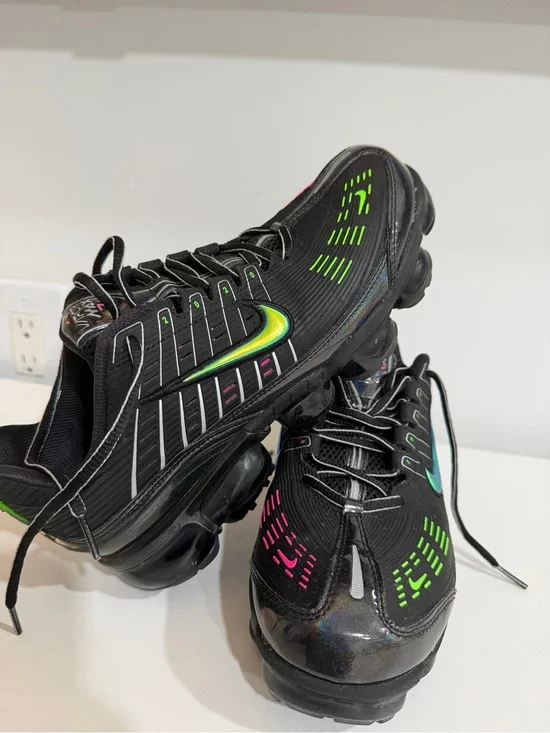 Nike Black Sneakers with Neon Green and Pink Accents
