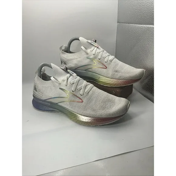 Brooks Levitate Run Proud Shoes Mens Size 8 White Rainbow Sneakers 1103721D197
