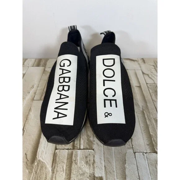 DOLCE & GABBANA Shoes Black White Slip On Sorrento Sneakers Sz 10