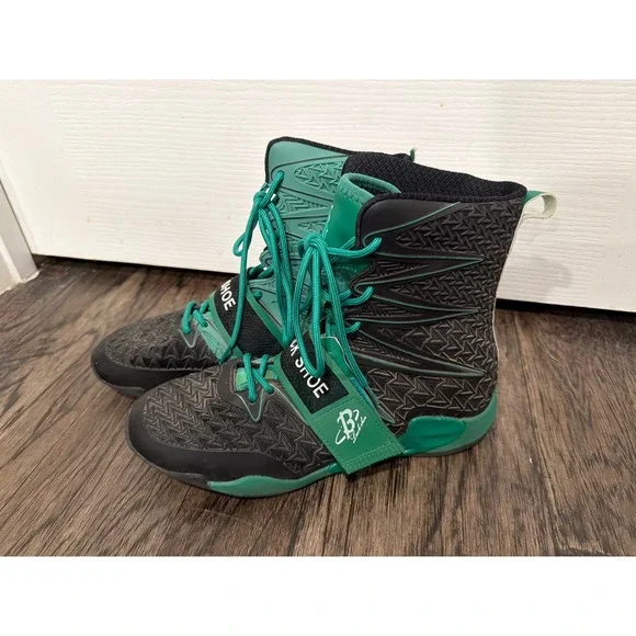 Luck Shoe Mens Wrestling Boxing Boots High Top Green Black Combat Training Shoes