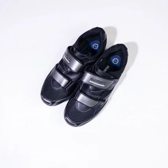 Shimano SH-R064 Cycling Shoes Mens Size 43 Black Silver Good SPD SPD-SL Cleats