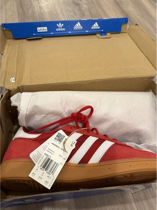 Adidas Handball Spezial Red and White Sneakers Size 9.5