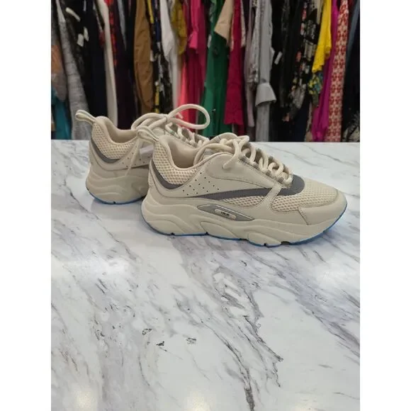 Dior Beige and Light Gray Athletic Sneakers