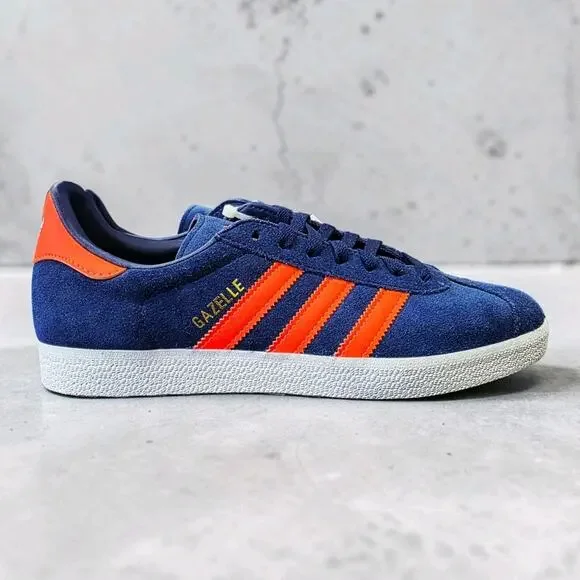 adidas Originals Gazelle Navy Blue Orange Suede Classic Sneakers JH5390 Mens 7.5