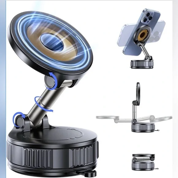 Vacuum Magnetic Phone Holder - Car [120+LBS Strongest Suction & 3200gf Magnetic]