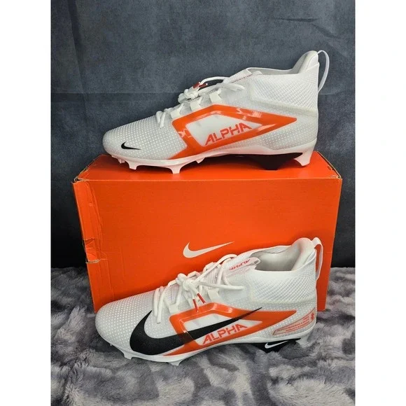 NWB Nike Alpha Menace 4 Elite TB P White Orange Football Cleats SZ 12.5