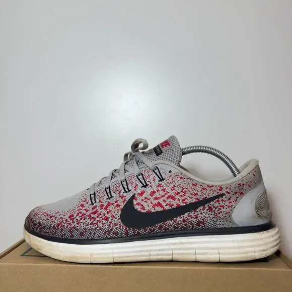 Nike Free Run Distance Mens Size 11 Red Gray Running Training Shoes Sneakers