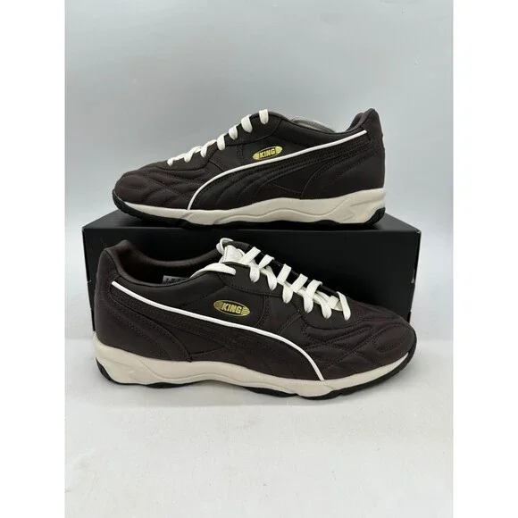 Puma King Indoor Men's Size 10 Brown White Leather Athletic Shoes 404363 03
