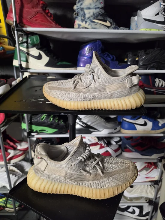 🔥 adidas Yeezy Boozt 350 Men Size 8  Beige Knit Athletic Sneakers with Gum Sole