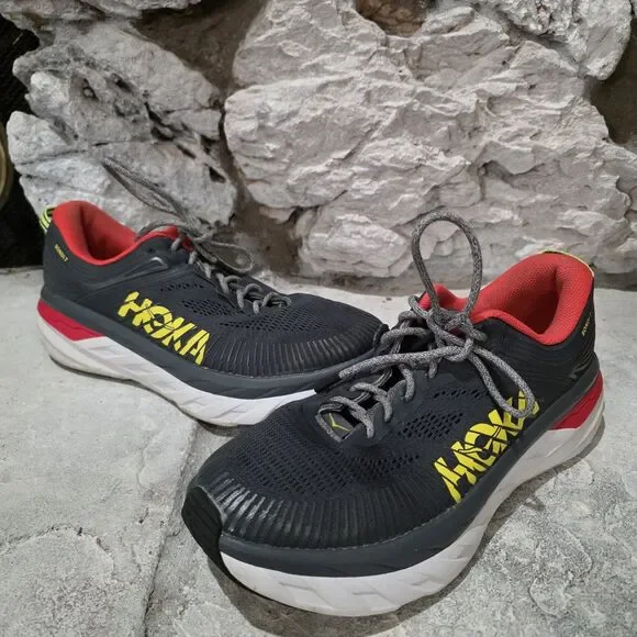 Hoka One One Bondi 7 Gray Orange Running Comfort Men's Size 8.5