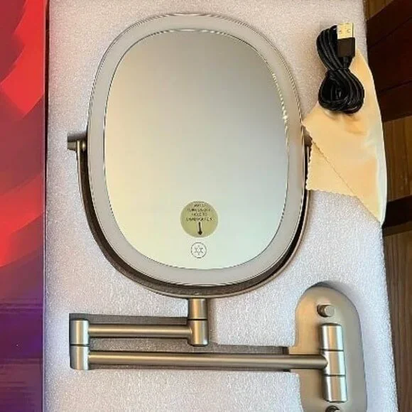 Rechargeable Wall Mounted Lighted Makeup Vanity Mirror, Double Sided 1X