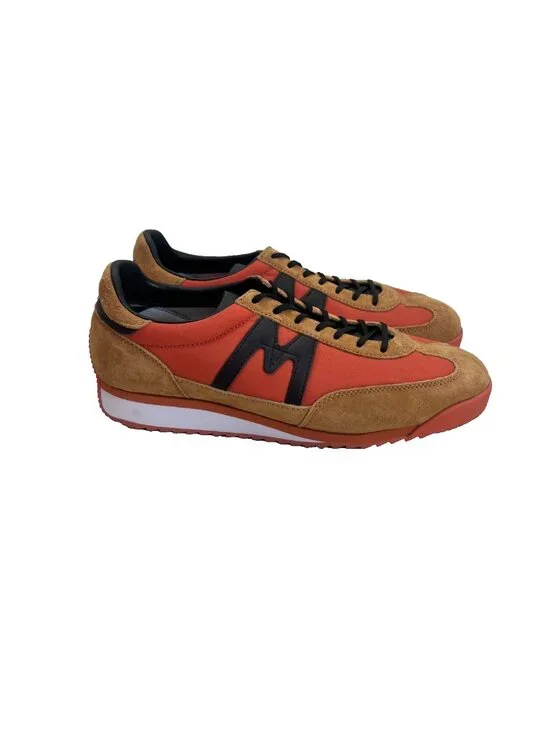 Karhu Mestari 76 Jaffa Orange Black Suede Running Sneakers Men 9 Women 10.5