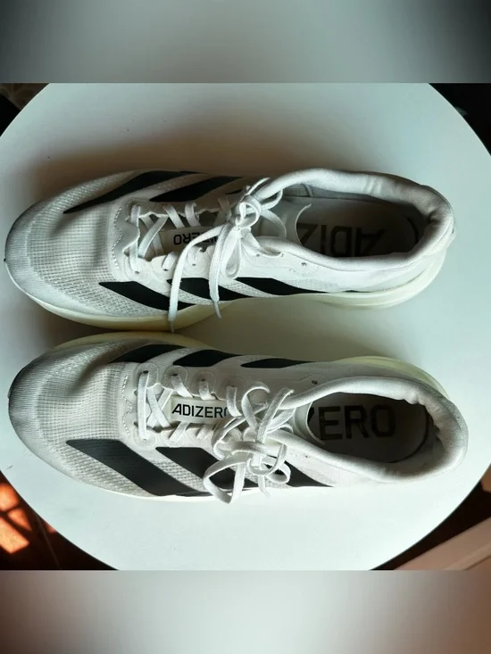 adidas Adizero Men's White with Black Stripes Running Shoes