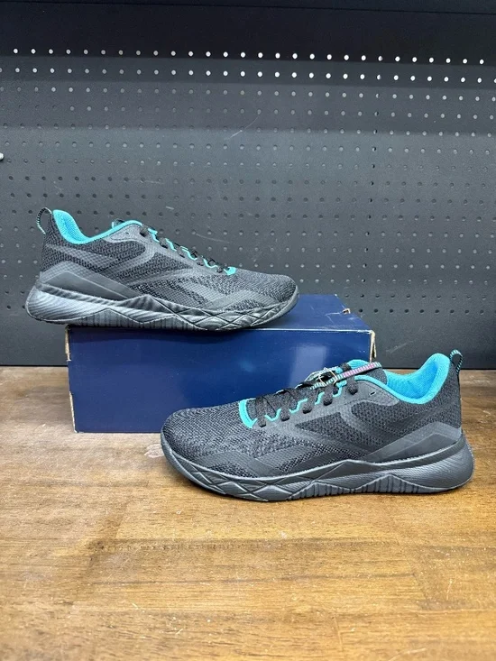 New W/ Box! Men's Reebok NFX 'Black Bold Cyan' Teal Blue Athletic Sneakers