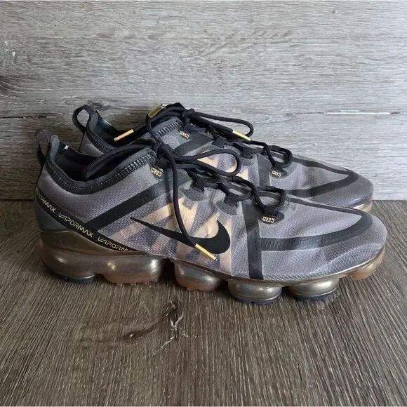 Nike Air Vapormax 2019 Black Metallic Gold Sneakers AR6631-002 Men's Size 13