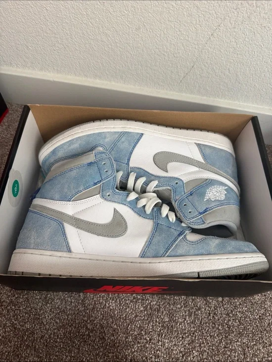 Nike Air Jordan 1 Mid White & Light Blue Suede Sneakers