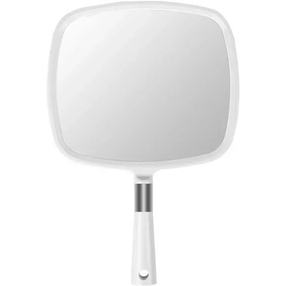 Snowflakes Large Hand Mirror with Handle-Hang Handheld Mirror (White)