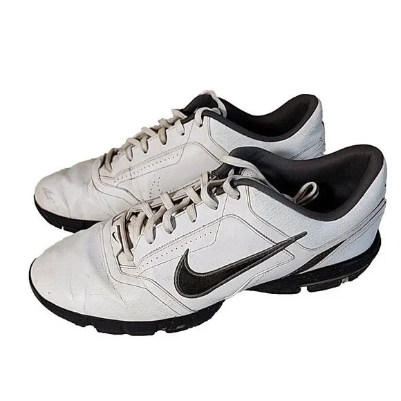 Nike Shoes MENS 10.5‎ Golfing Air Rival Tac Power Channel Leather White Black