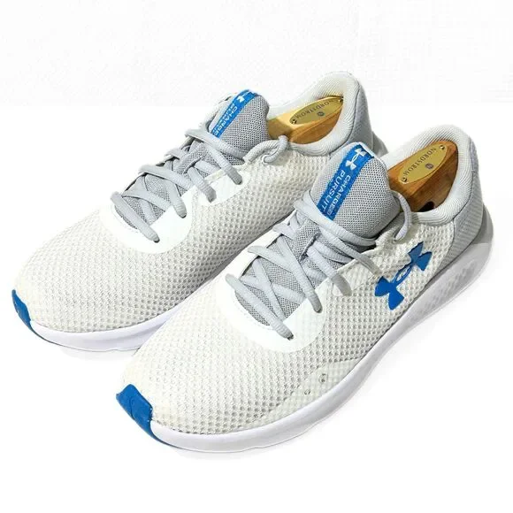 Under Armour Men's Charged Pursuit 3 White Blue Gray Size 8.5