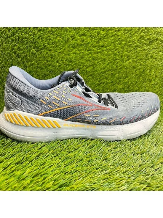 Brooks Glycerin GTS 20 Mens Size 9.5 Gray Yellow Athletic Running Shoes Sneakers